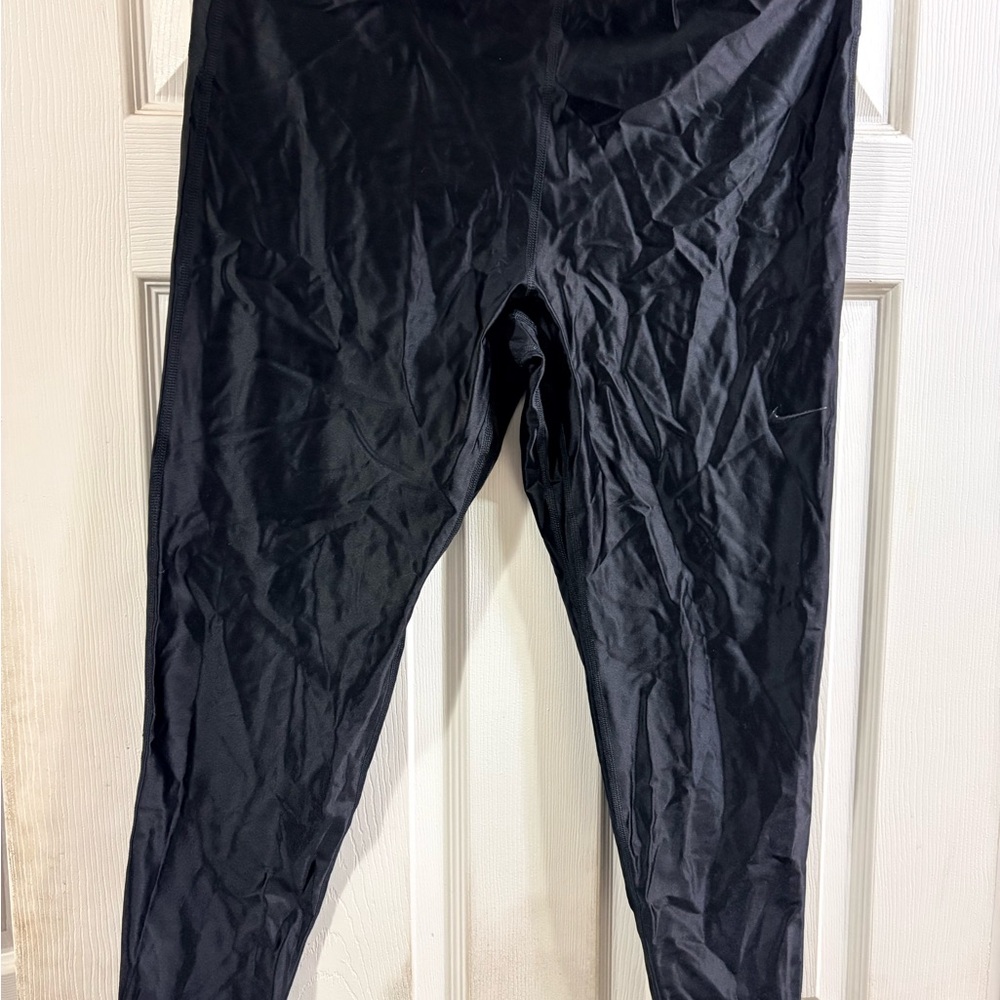 Nike Pro Black Compression Leggings Red Waistband